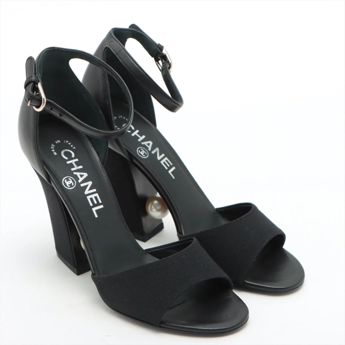 シャネル ココマーク ファブリック サンダル 35C レディース ブラック