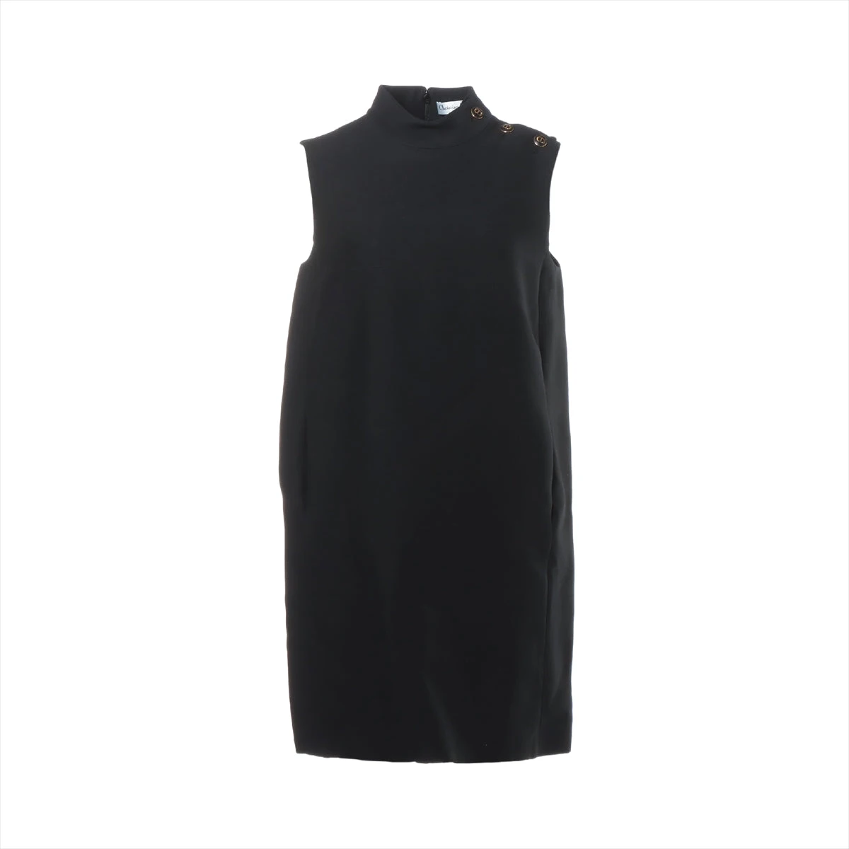 Christian Dior ブラックワンピース クリスチャンディオール ウール×シルク ノースリーブワンピース