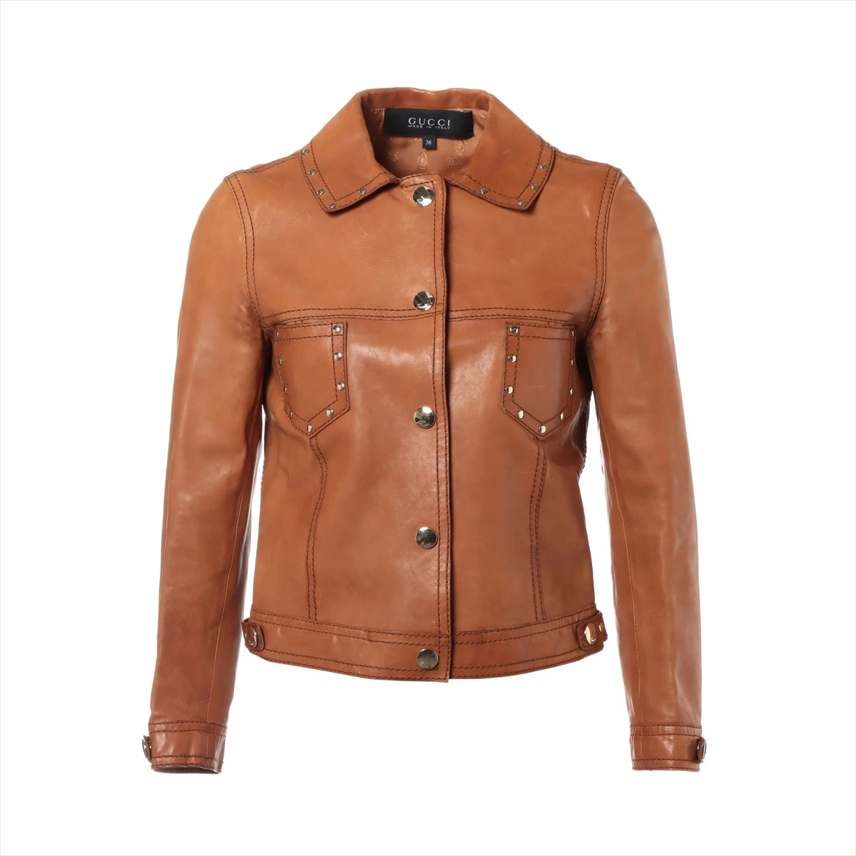 Surf53様用 グッチ レザージャケット キャメル 36 【公式通販】