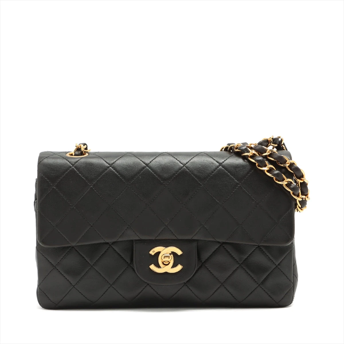 早い者勝ち　定番　CHANEL シャネル　ラムスキン　ダブルホック　黒　二つ折り CHANEL マトラッセ 23 ダブルフラップダブルチェーン 1990年頃