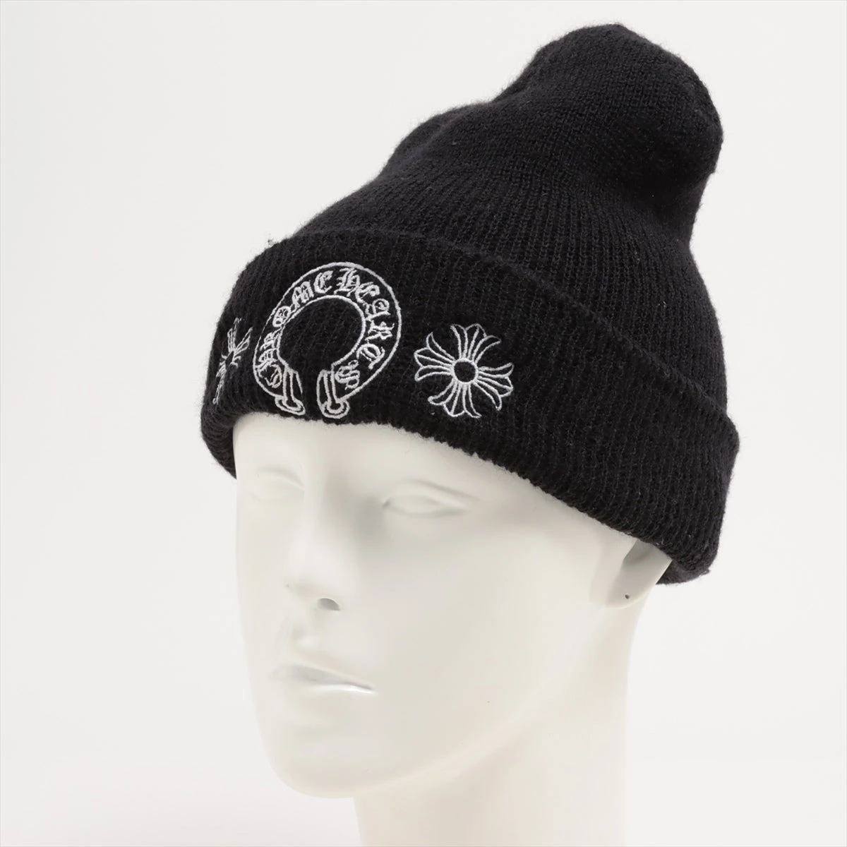 【CHROME HEARTS】ウールワッチキャップホースシュービーニー ブラック CHROME HEARTS ウールワッチキャップ ホースシュー クロス