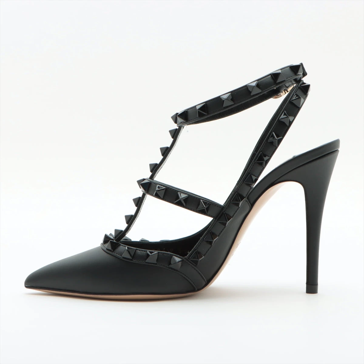 ヴァレンティノ　ロックスタッズ エナメル パンプス　ブラック　38　美品 値下げ】Valentino 黒 レザー ロックスタッズ パンプス 38