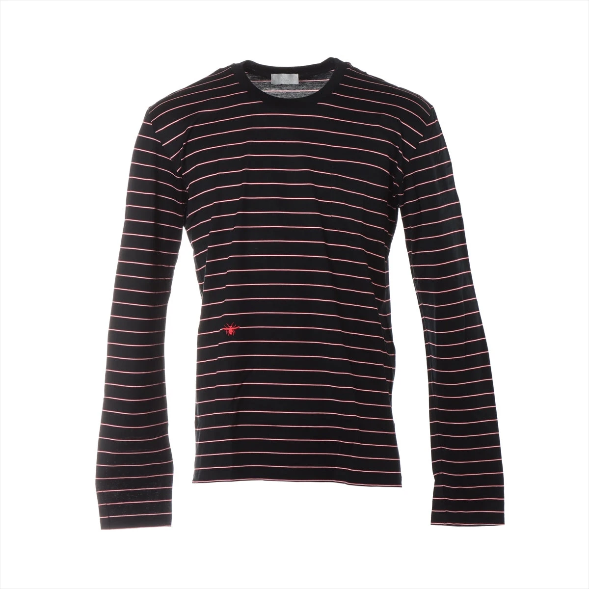 ディオールオム コットン ロングTシャツ L メンズ レッド×ブラック 