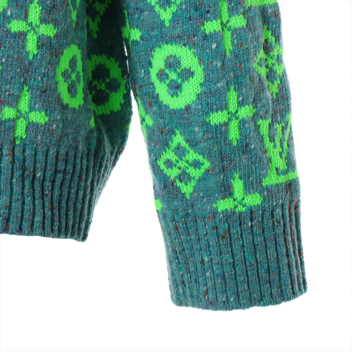 ヴィトン 22SS ウール×ナイロン カーディガン L メンズ グリーン