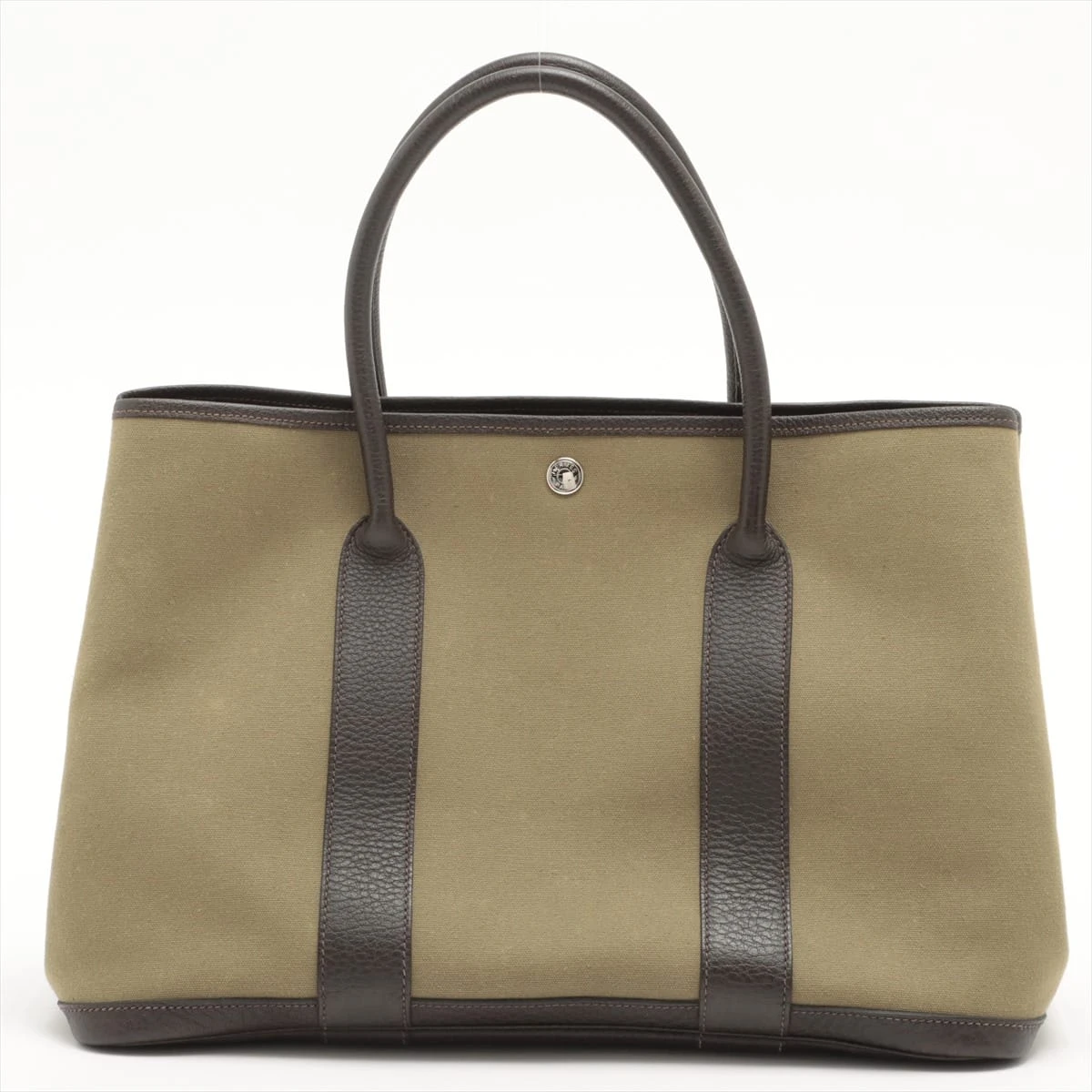 HERMES ガーデンパーティーPM◇トワルオフィシエ　カーキ　Ｓ金具 HERMES ガーデンパーティーPM◇トワルオフィシエカーキS金具