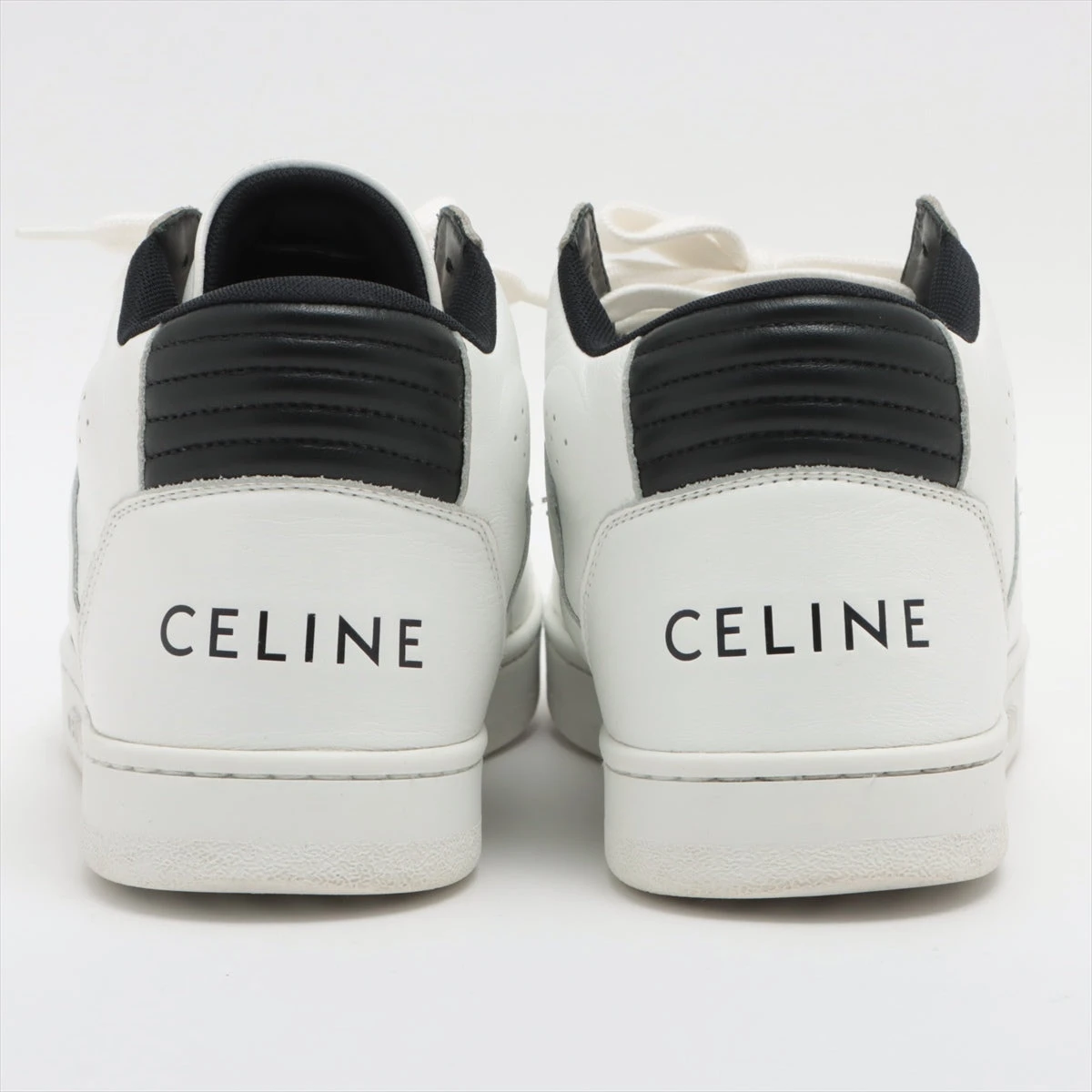 専用　CELINE セリーヌ　レザースニーカー ホワイト/ブラック　42 セリーヌ レザー ハイカットスニーカー 42 メンズ ブラック