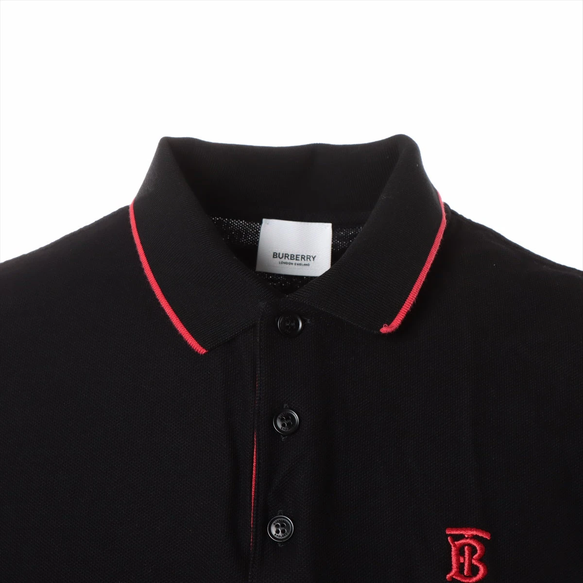 【美品】バーバリー　ポロシャツ　ブラック　ＸＬ BURBERRY】襟バーバリーチェック柄 コットンポロシャツ/black