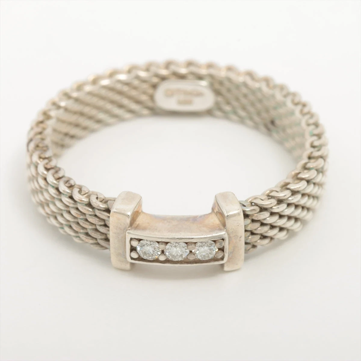 ティファニー サマセット ナロー リング 925 2.1g シルバー ダイヤ3P