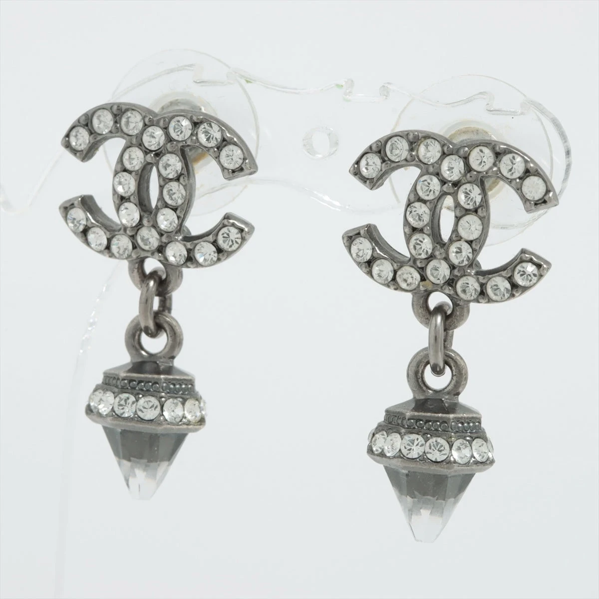 シャネル ココマーク C20V ピアス(両耳用) GP×ラインストーン シルバー