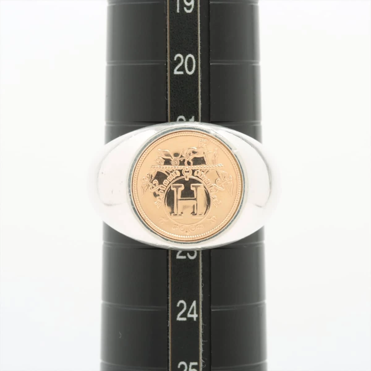 エルメス エクスリブリス リング 63 925×750 12.3g ゴールド×シルバー