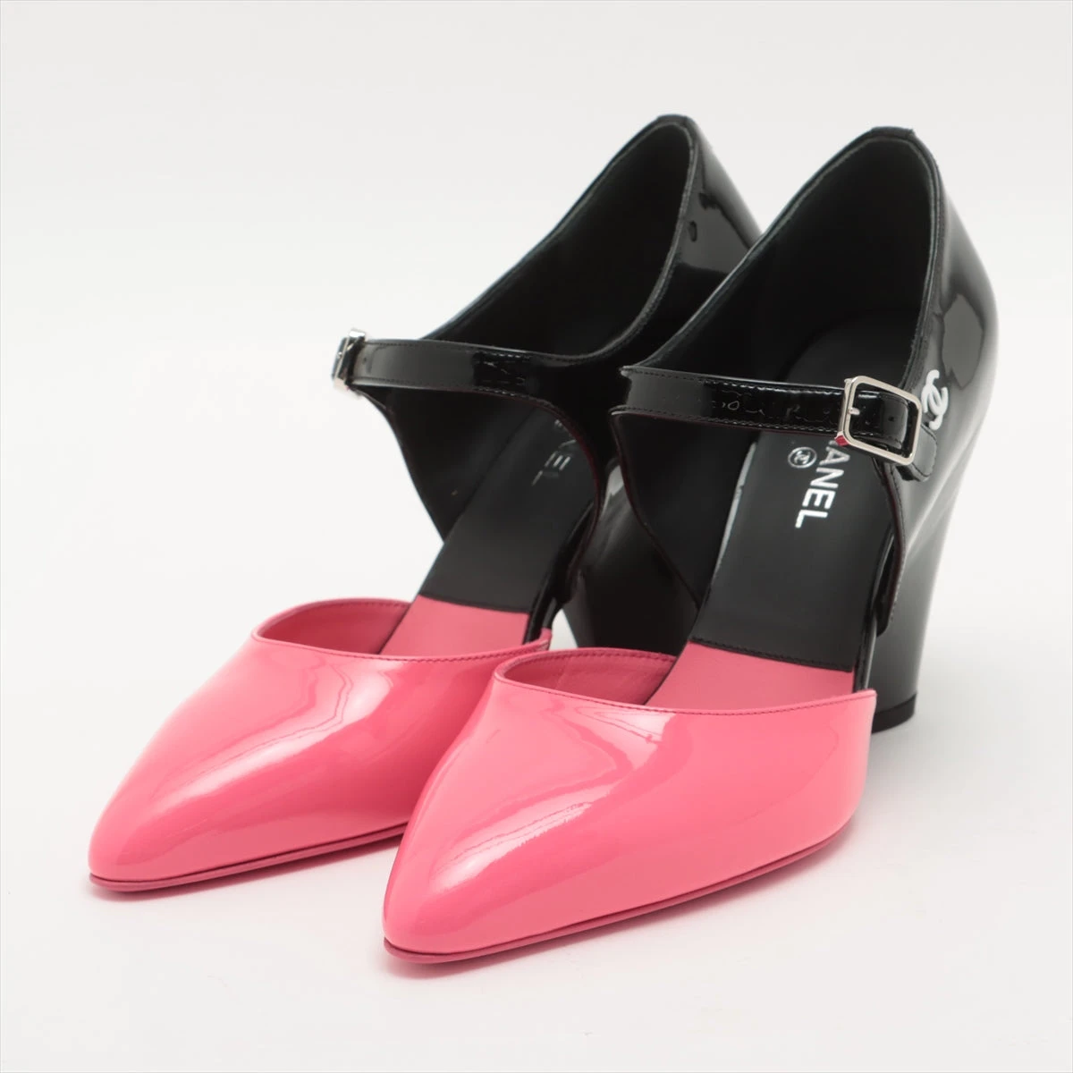 ★CHANEL パンプス リボン ココマーク パテントレザー ギャザー ヒール ☆CHANEL パンプス リボン ココマーク パテントレザー ギャザー