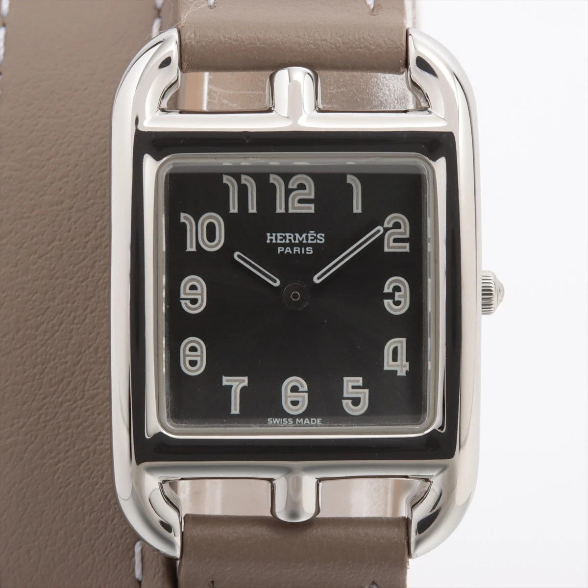 エルメス ケープコッド CC1.210 SS×社外革 QZ グレー文字盤 A1908908