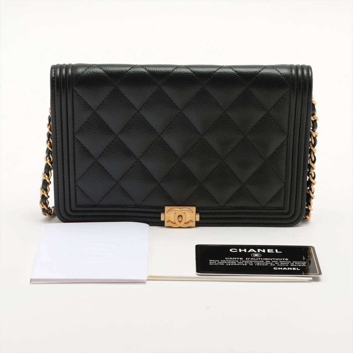 シャネル　ボーイ　チェーンウォレット　キャビアスキン黒 シャネル CHANEL キャビアスキン ボーイシャネル チェーンウォレット