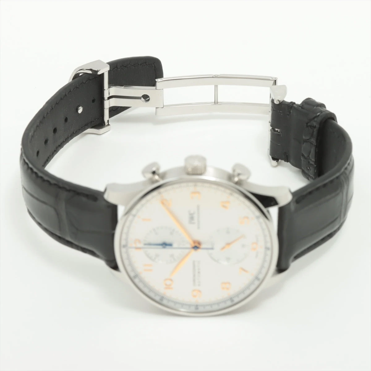 IWC ポルトギーゼ クロノグラフ IW371604 SS×革 AT シルバー文字