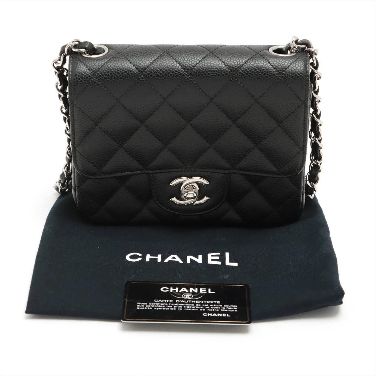 ブラック ミニ クラシック フラップバッグ シルバーチェーン CHANEL シャネル ミニフラップバッグ チェーンショルダー 2018