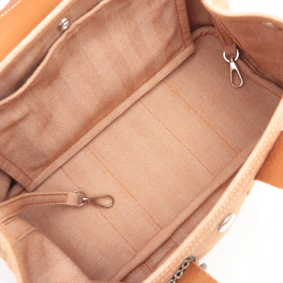 エルメス ヴァルパライソPM トワルシェブロン ブラウン シルバー金具