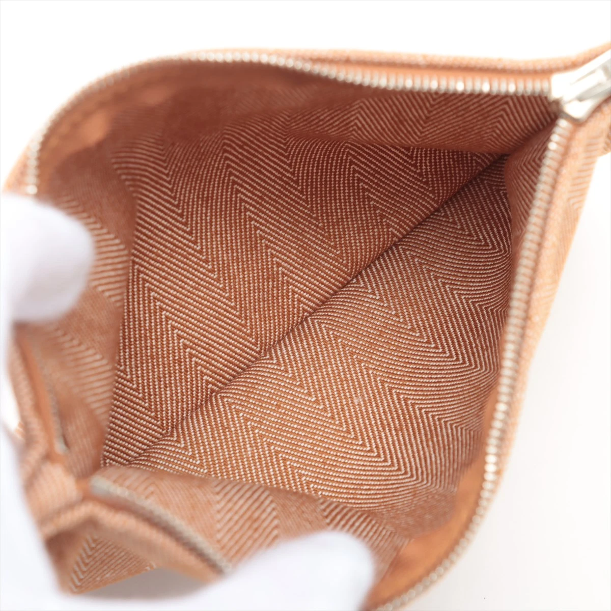 エルメス ヴァルパライソPM トワルシェブロン ブラウン シルバー金具