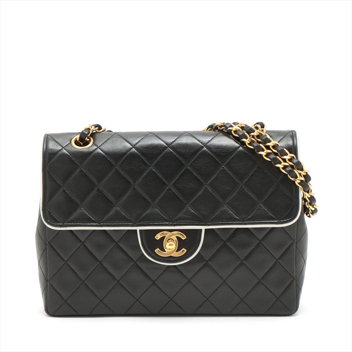 シャネル マトラッセ ラムスキン シングルフラップ ダブルチェーン  