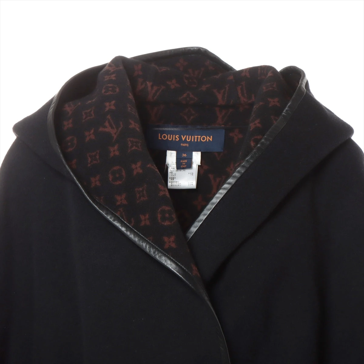 ルイヴィトンフーデッドラップケープコートインウールアンドシルク