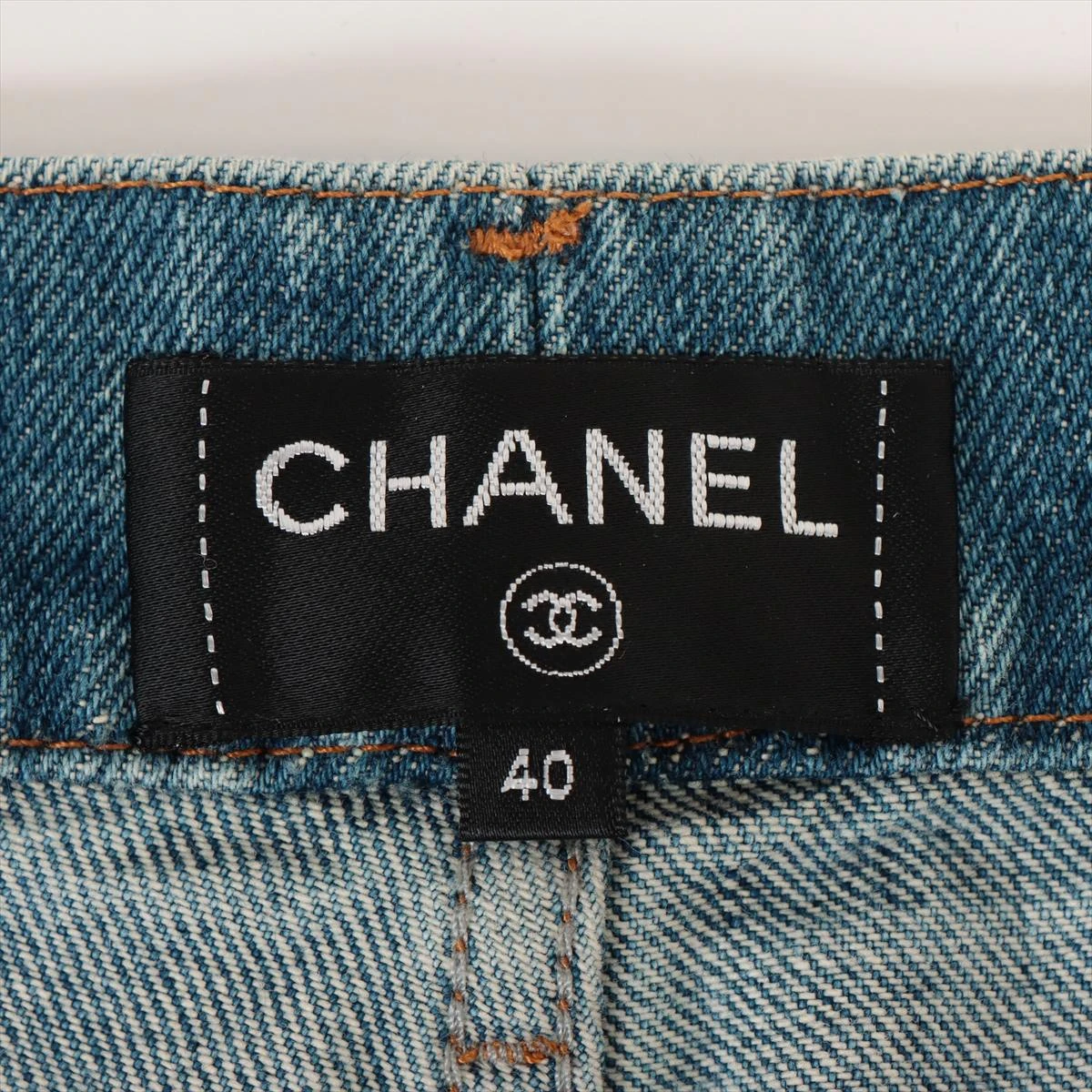 数量は多 シャネル ブルー レディース 40 デニムパンツ コットン P61 パンツ