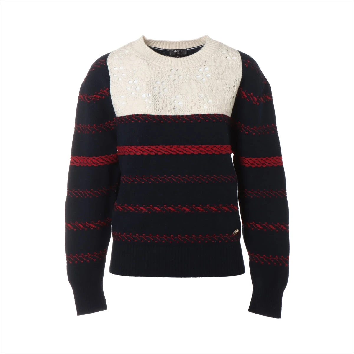 シャネル ココボタン 21C カシミヤ セーター 36 レディース ホワイト