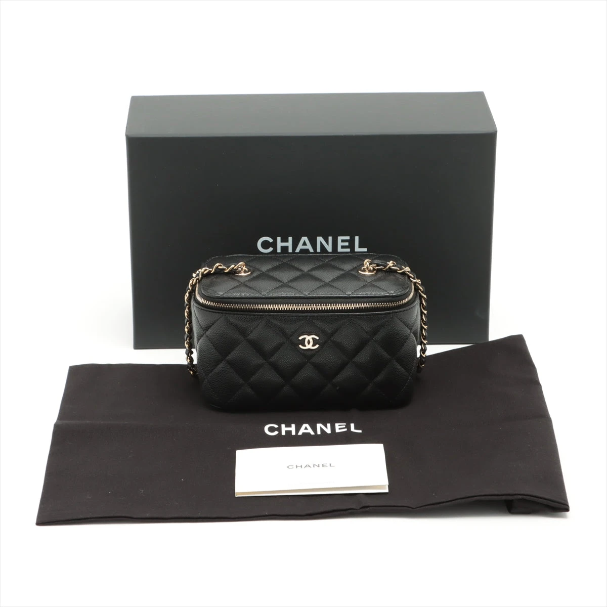 CHANEL シャネル バニティ ブラック キャビアスキン CHANEL - CHANEL シャネル/横型バニティ/キャビアスキン