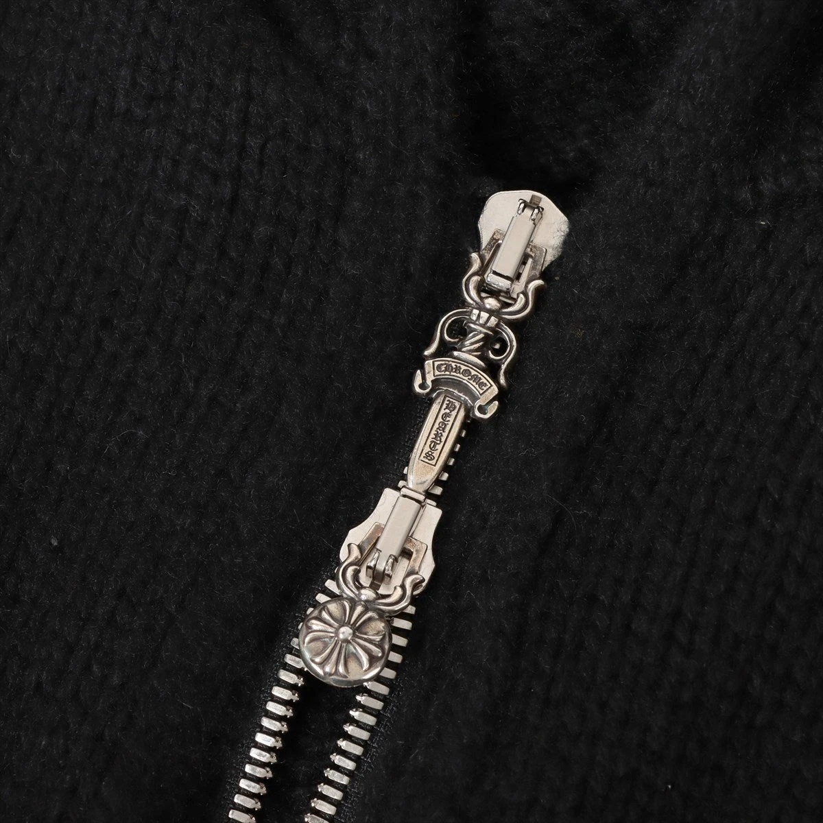 クロムハーツ 半袖ニット カシミヤ パーカー ブラック LG JVP