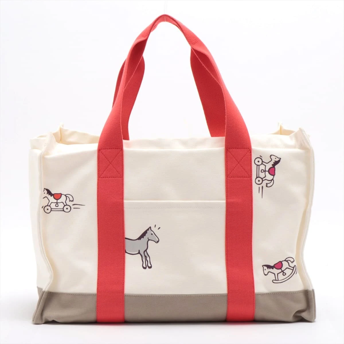 エルメス　アダダ エルメス アダダ コットン トートバッグ ブーゲンビリア×ホワイト