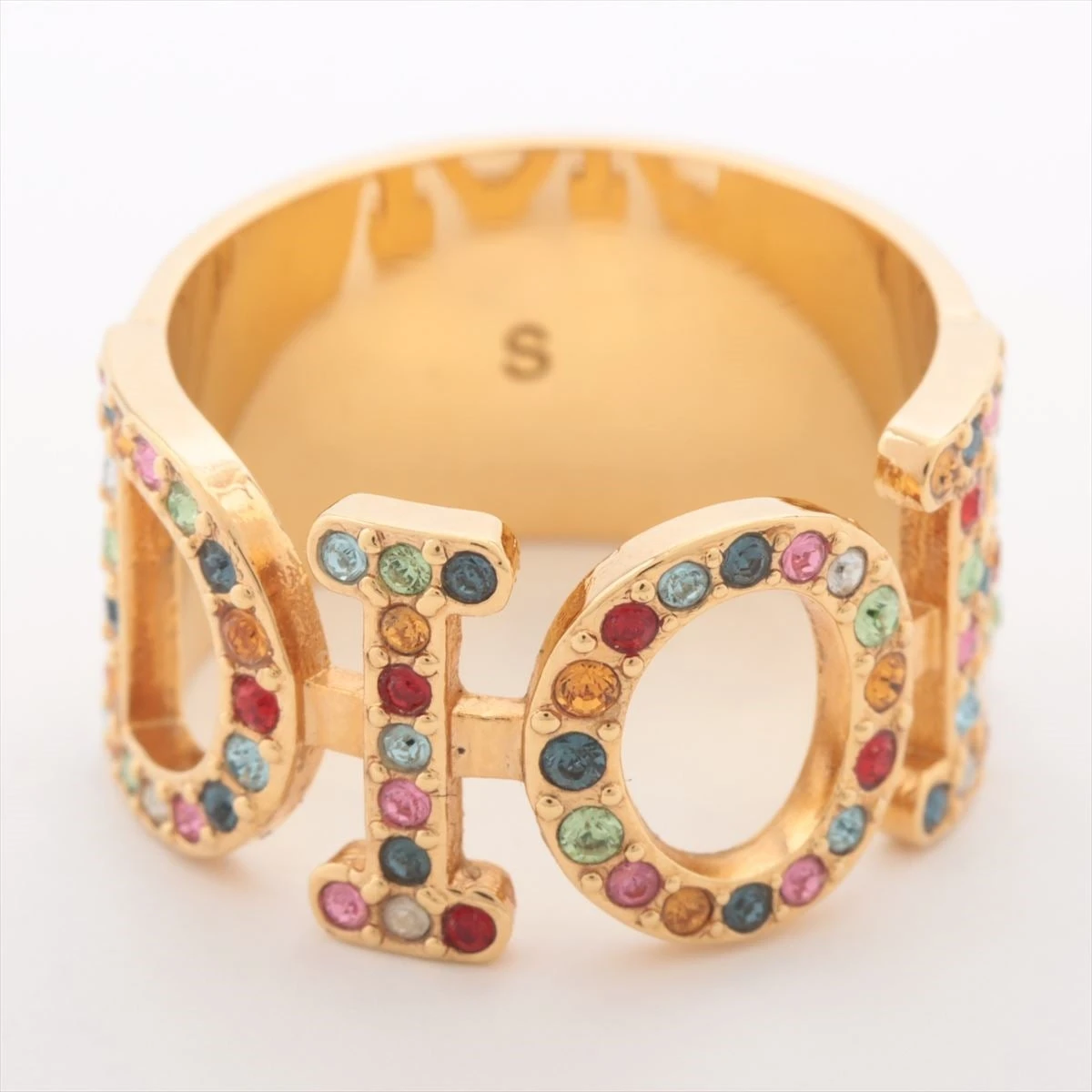 DIOR ディオール ロゴ リング S GP ラインストーン ＃S JP9.5 DIOR ディオール ロゴ リング S GP ラインストーン ゴールド ＃S