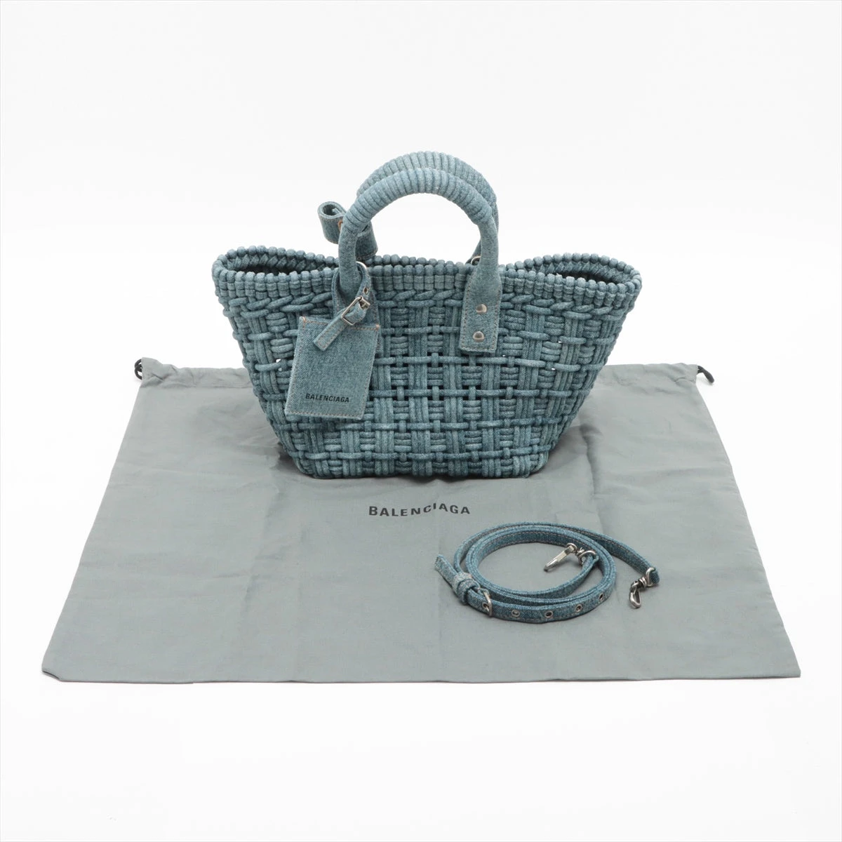 希少★VIPSALE【BALENCIAGA】ビストロデニムXSバスケットバッグ バレンシアガ ビストロバスケットバッグXS デニム 2WAY