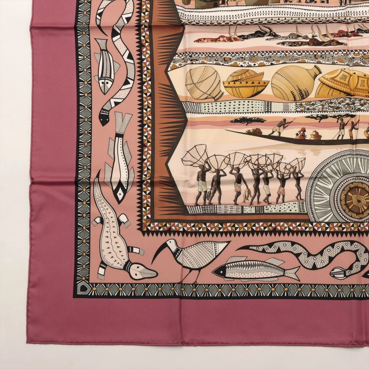 エルメス カレ90 VIE DU FLEUVE 北極圏の生活 スカーフ シルク