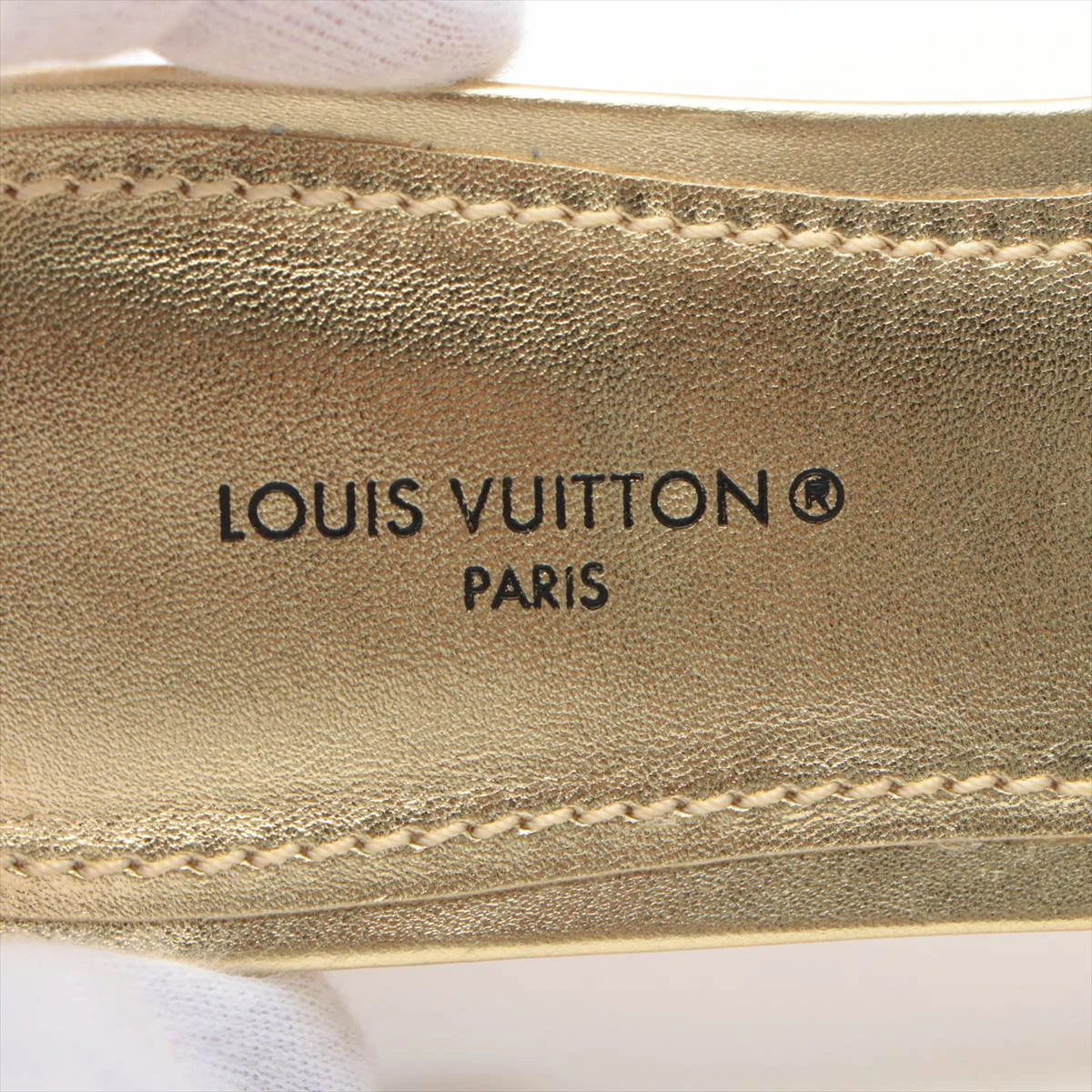 LOUIS VUITTON パテントレザー リボン ミュール 37 1/2 中古 ブルー Woman トランペット パテントレザー ミュール