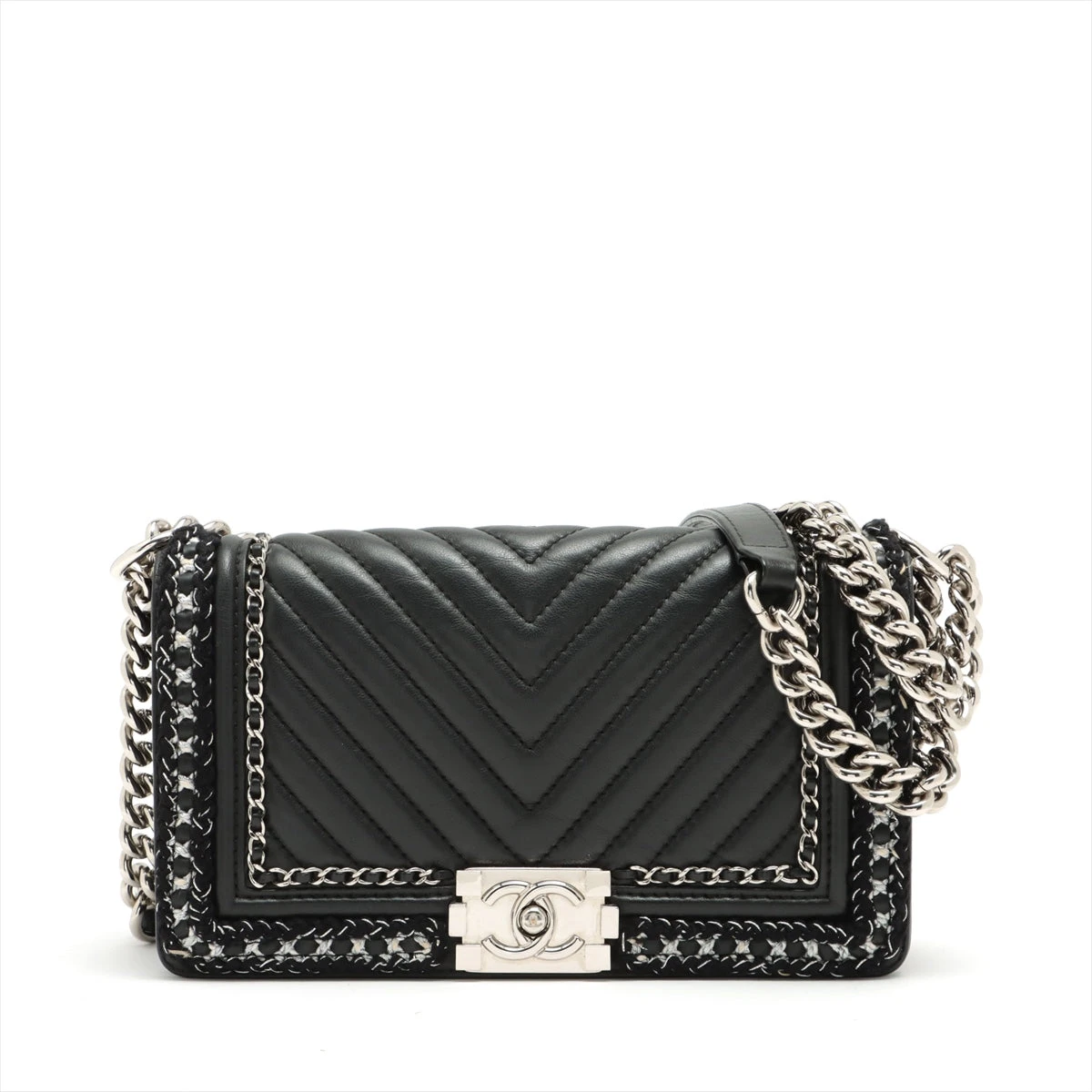 シャネル ボーイシャネル チェーンショルダー ツイード ブラック