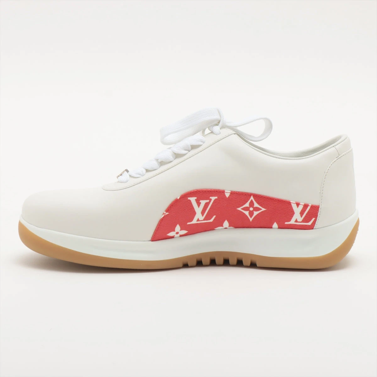 ヴィトン×シュプリーム 17年 レザー スニーカー 6 メンズ レッド