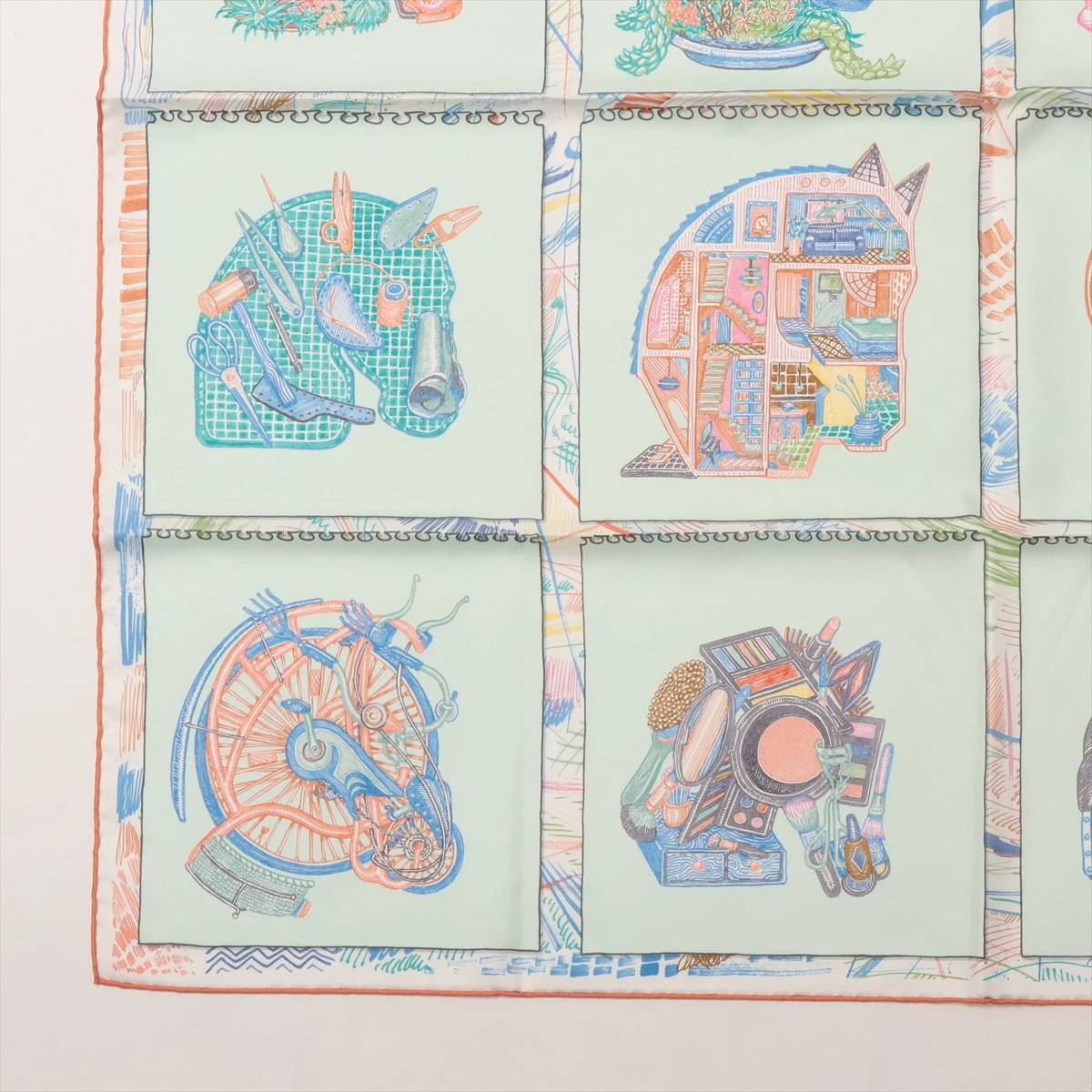 エルメス カレ90 Chevaloscope スカーフ シルク オレンジ A1996524