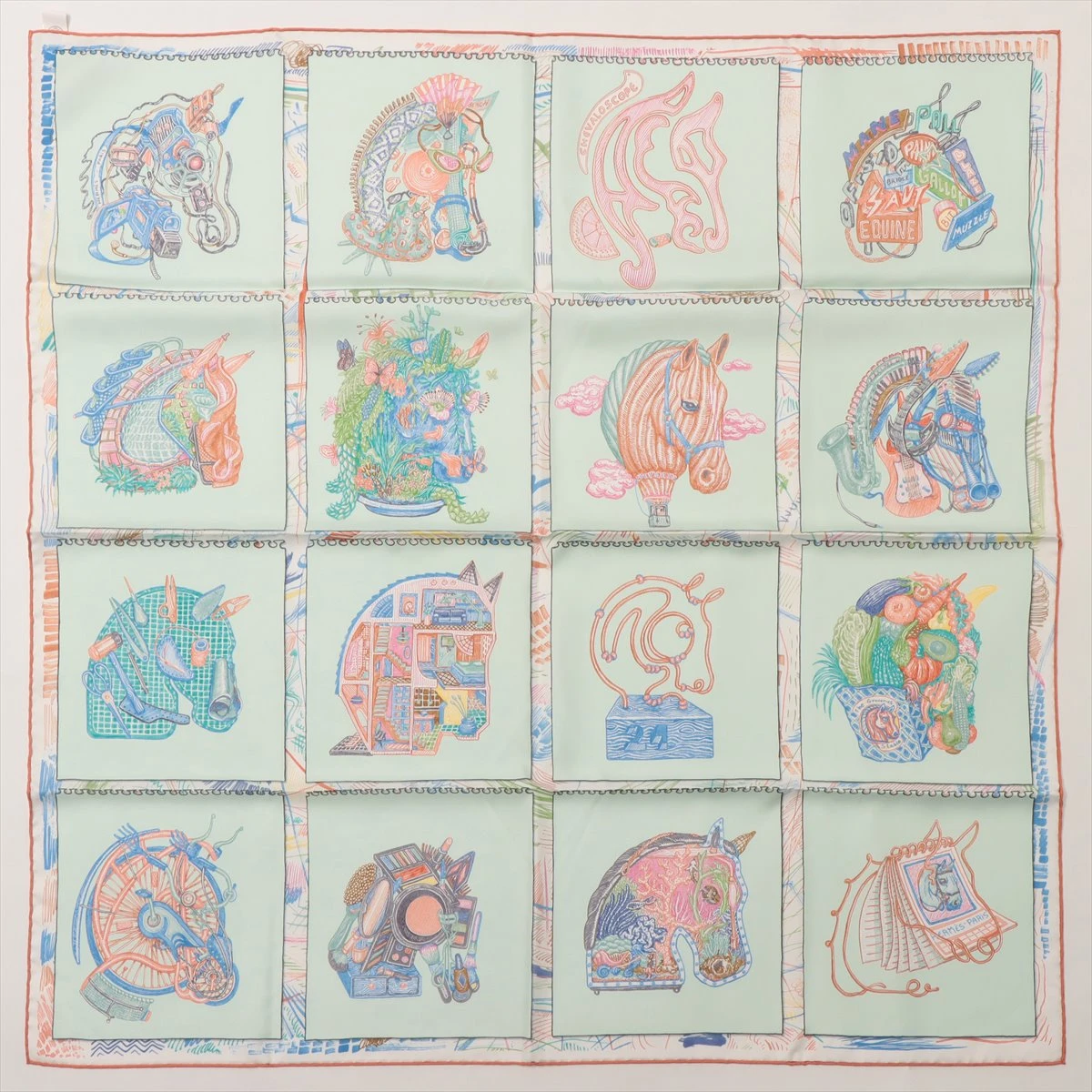 エルメス カレ90 Chevaloscope スカーフ シルク オレンジ A1996524