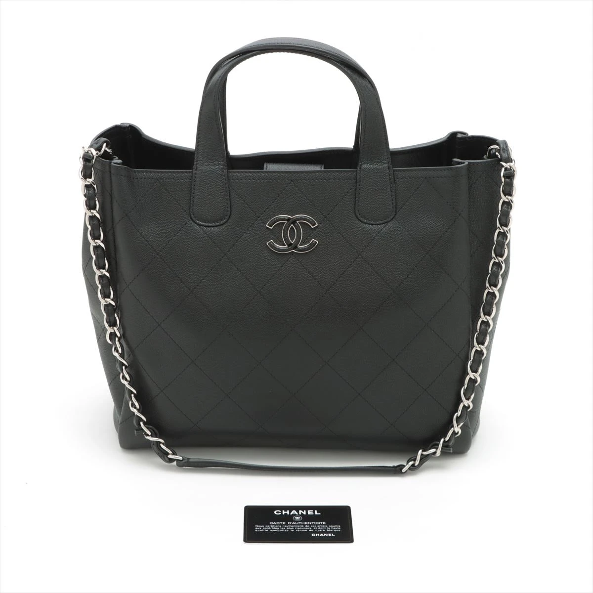 ✨ CHANEL スーパーモデル マトラッセ チェーントートバッグ✨ シャネル スーパーモデル キャビアスキン チェーントートバッグ