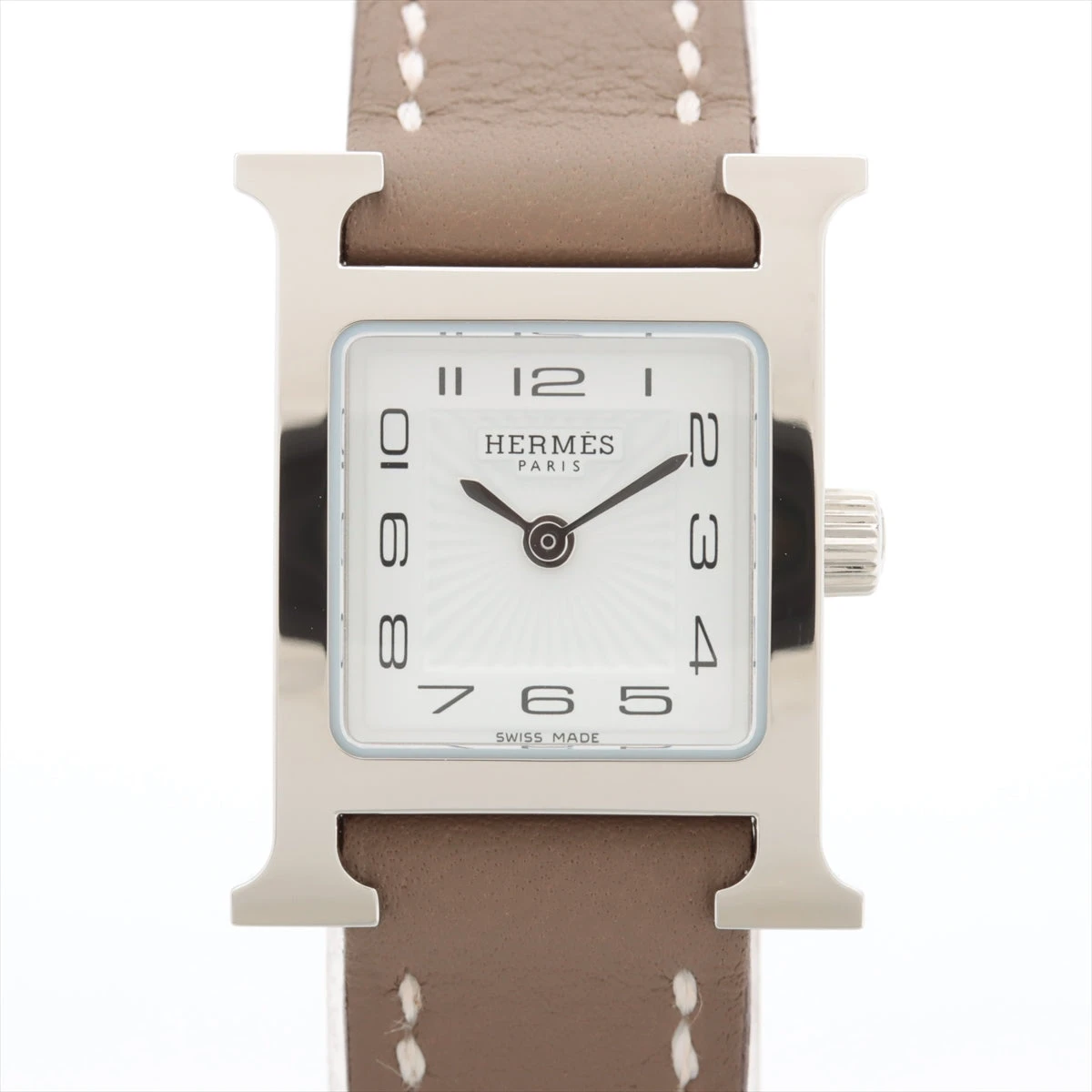 美品☆エルメス時計　Hシルバー エルメス HERMES Hウォッチ ダイヤ HH1.234 ホワイト×シルバー