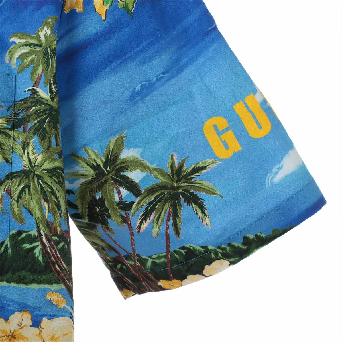 グッチ 22AW コットン アロハシャツ 50 メンズ ブルー 694124