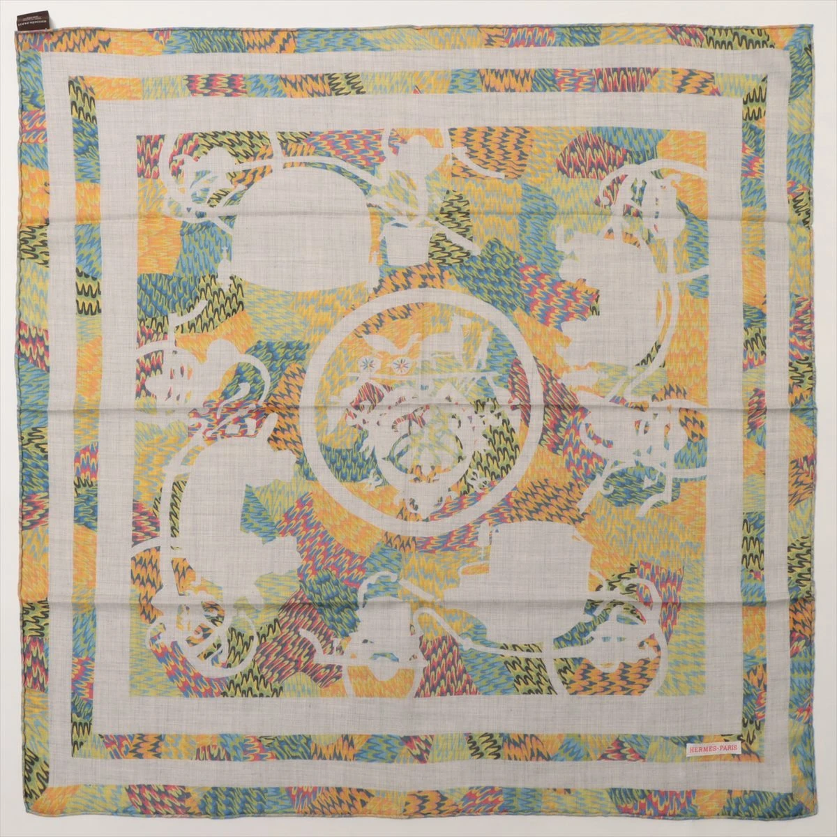 エルメス カレ 90 マーブルシルク EX LIBRIS エクスリブリス レディース グレー HERMES 中古 HERMES - エルメス HERMES カレ90 MARBLE EX-LIBRIS スカーフ 衣料品