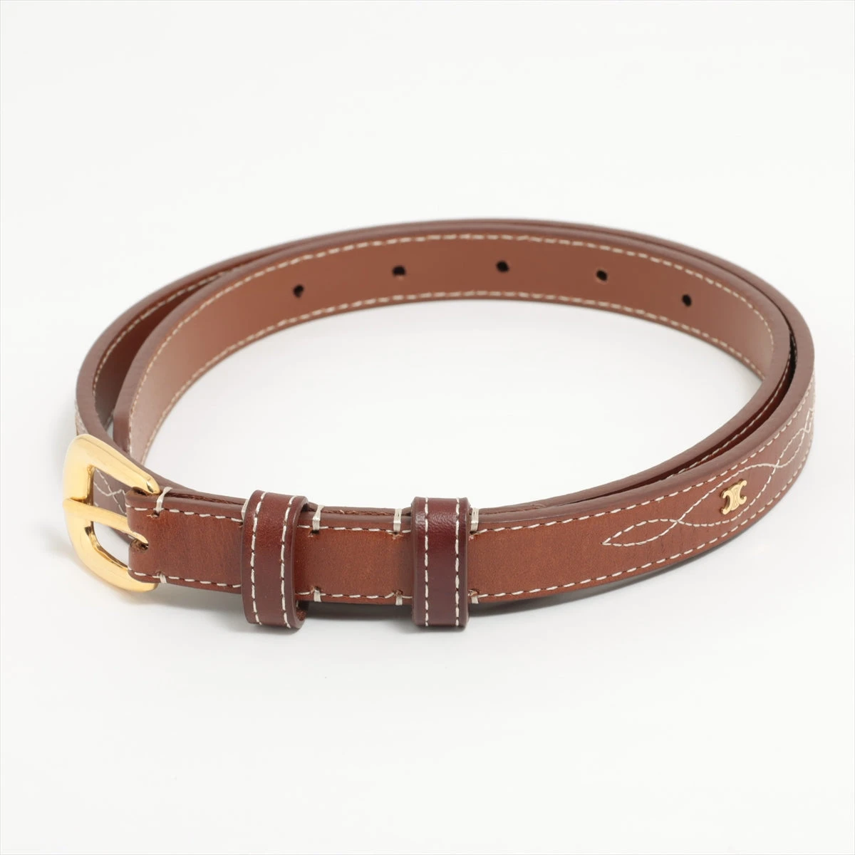 セリーヌ トリオンフ ベルト レザー ブラウン A2009092｜中古