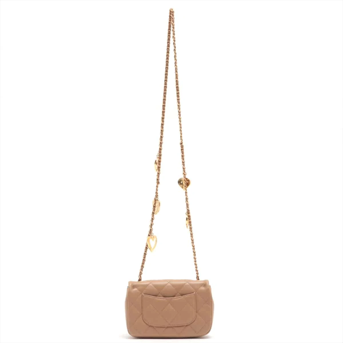 【CHANEL】バッグチャーム ミニマトラッセ ブラウン ハート シャネル ミニマトラッセ ラムスキン シングルフラップ シングル