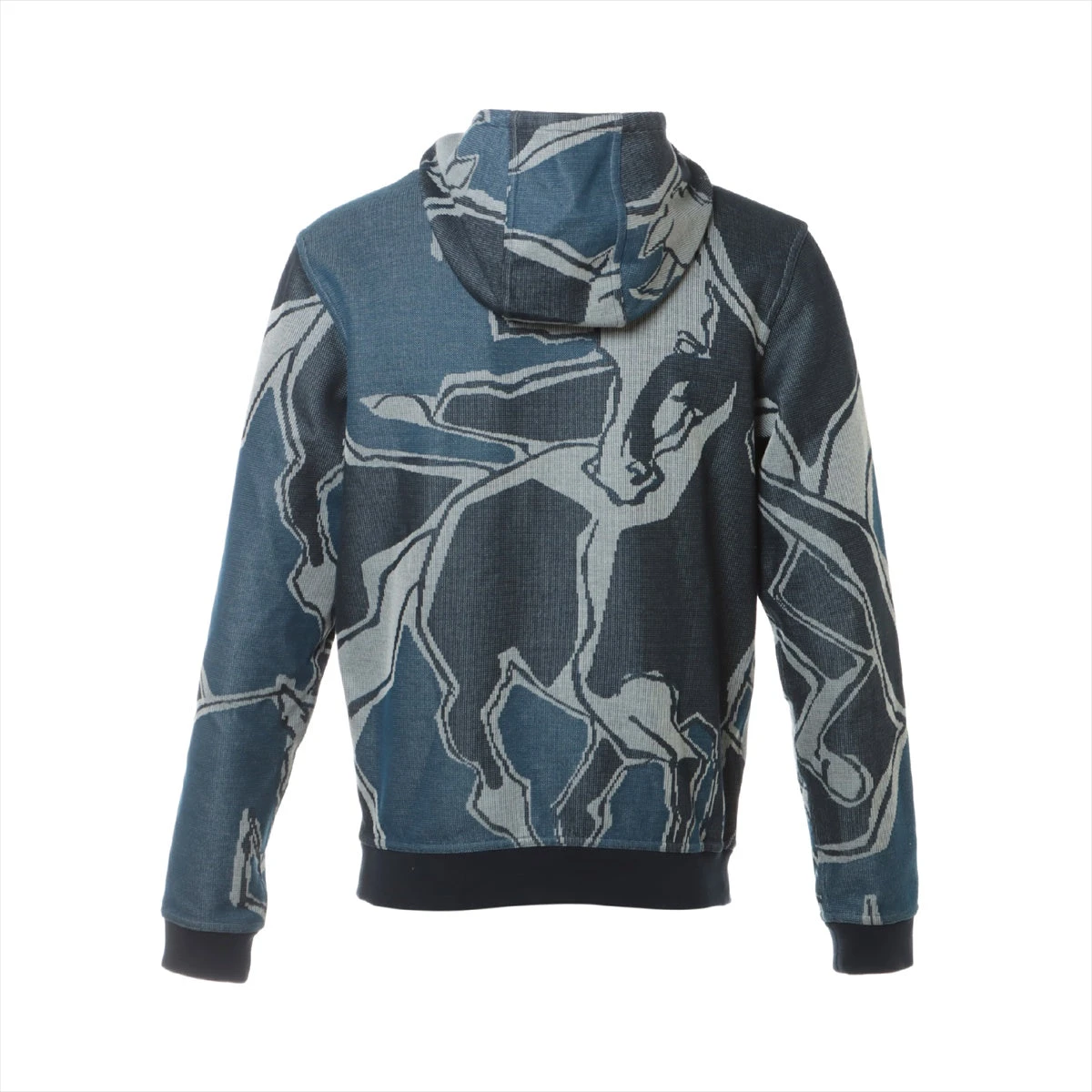 エルメス 21年 コットン パーカー M メンズ ネイビー ジップアップ