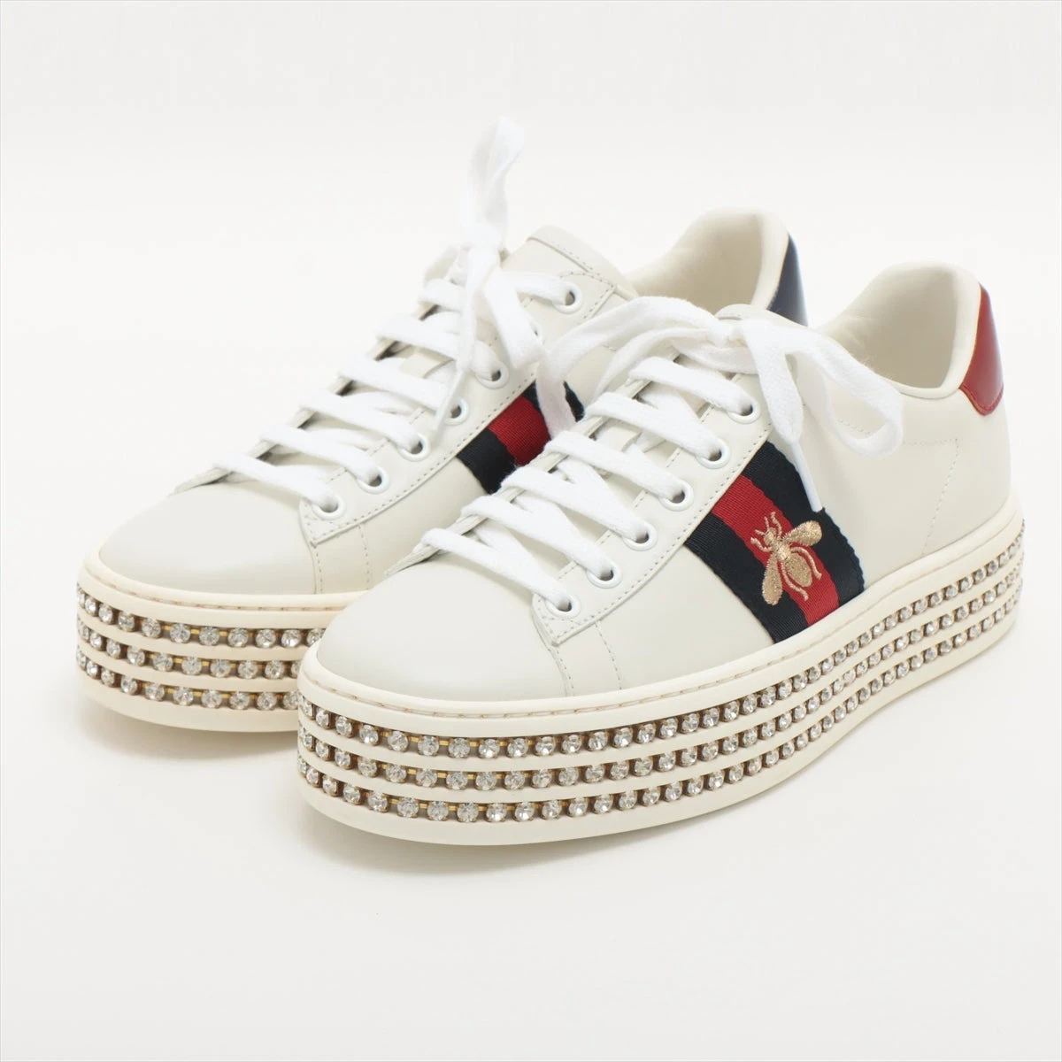 グッチ エース レザー スニーカー 35 1/2 レディース ホワイト 505995  