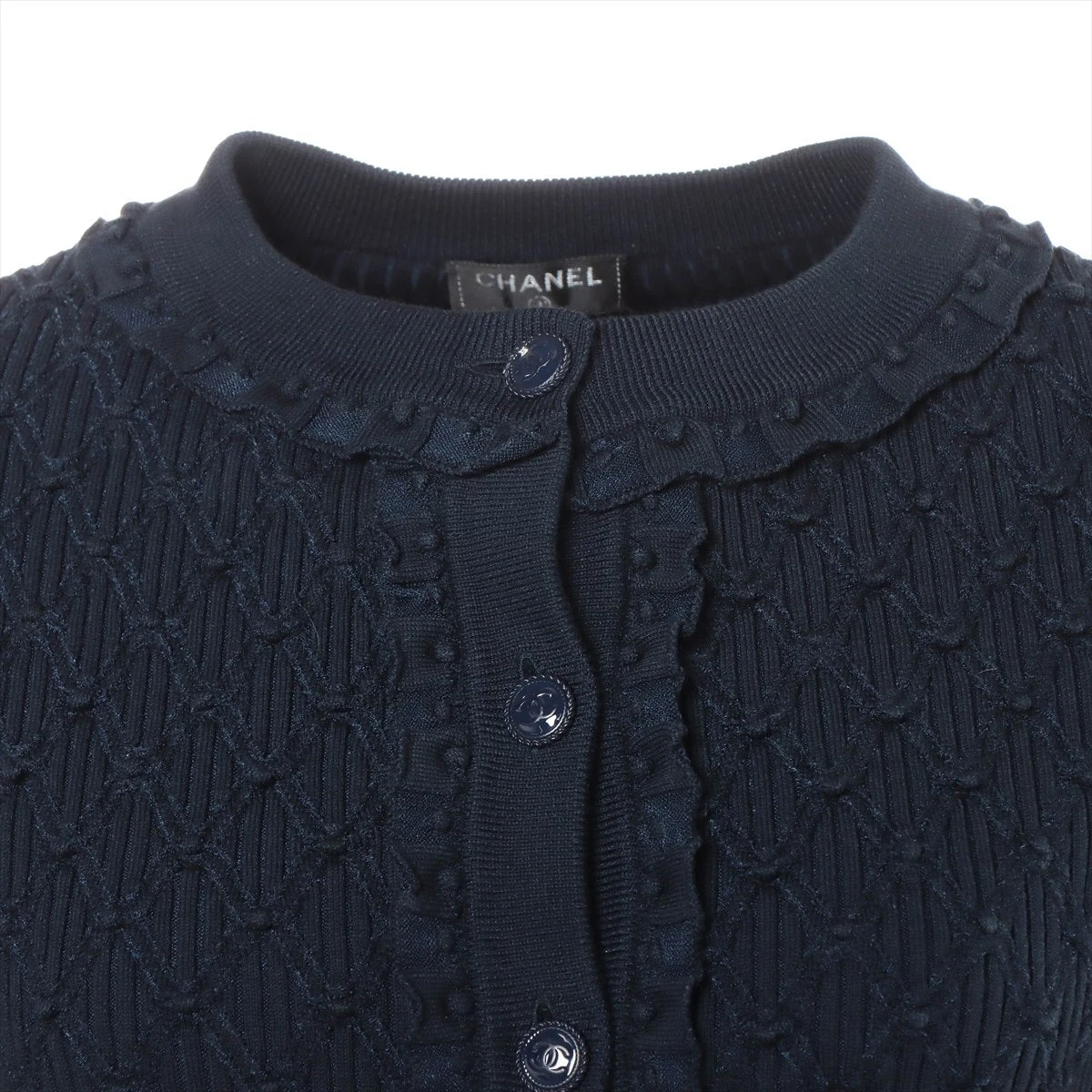 シャネル ココボタン P58 コットン×ポリエステル カーディガン 34