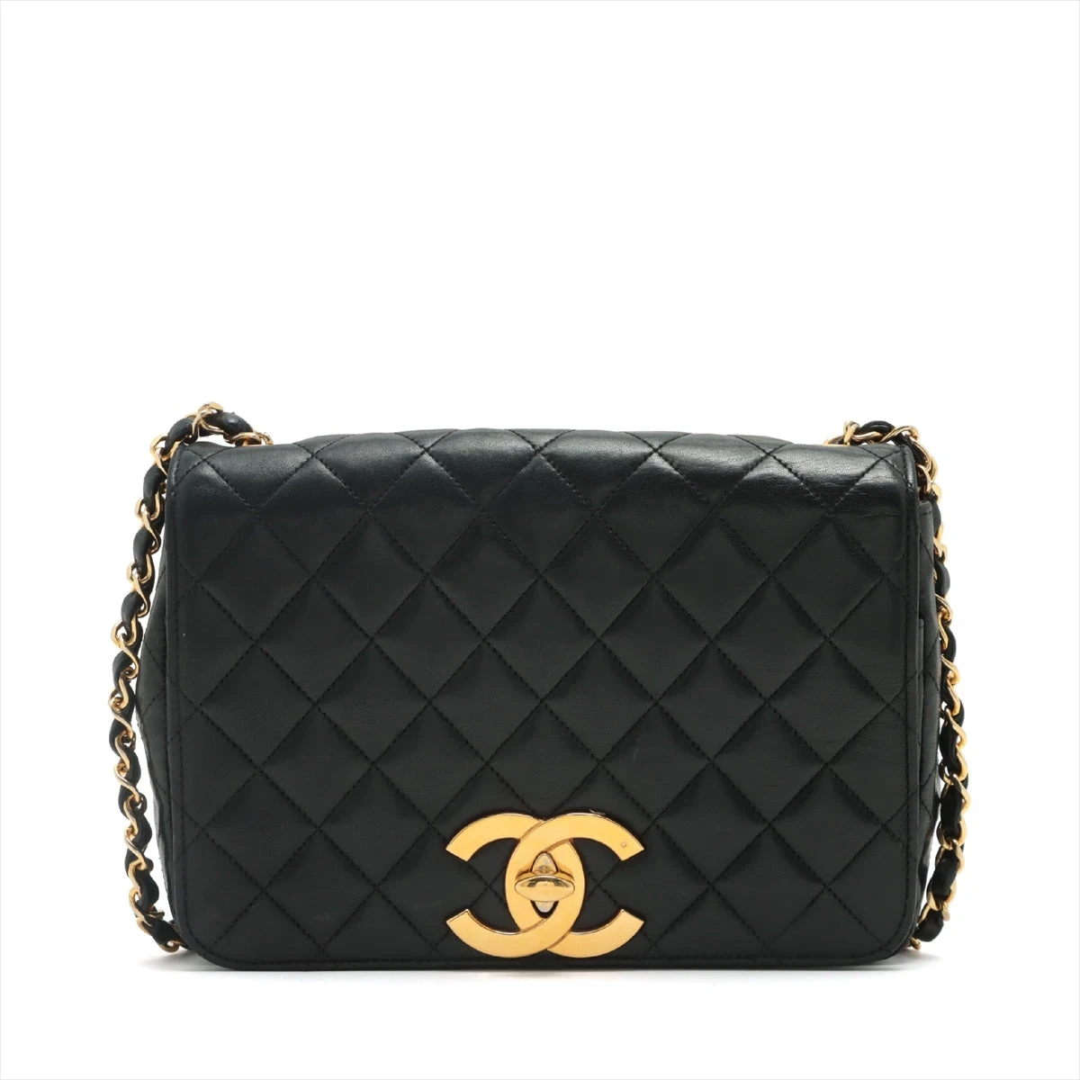 CHANEL デカココマークブラックマトラッセチェーンショルダーバッグ