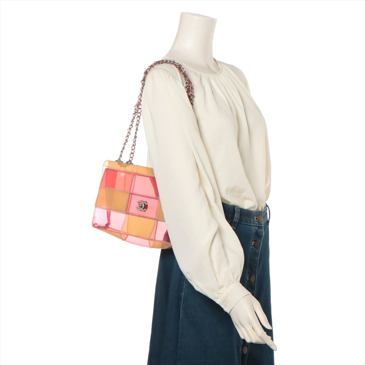 CHANEL シャネル ビニール チョコバー シングルフラップ チェーンショルダ ベージュ（シルバー金具）レディースバッグ ハイブランド【中古】【送料無料】 シャネル チョコバー ビニール シングルフラップ シングルチェーン