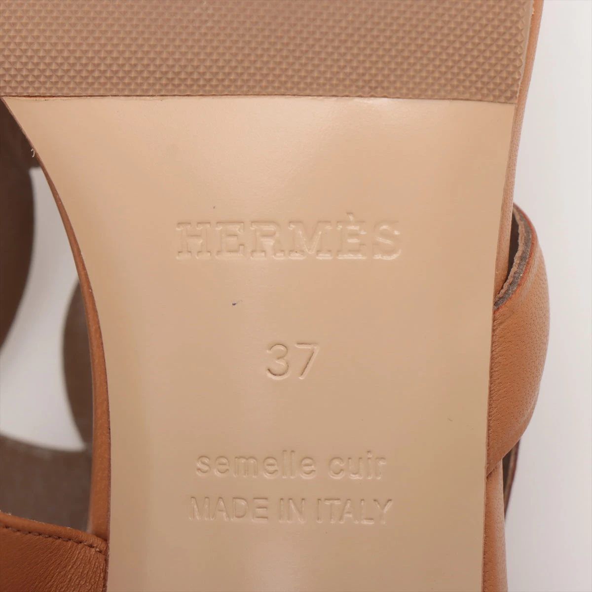 エルメス シェーヌダンクル レザー サンダル 37 レディース ブラウン