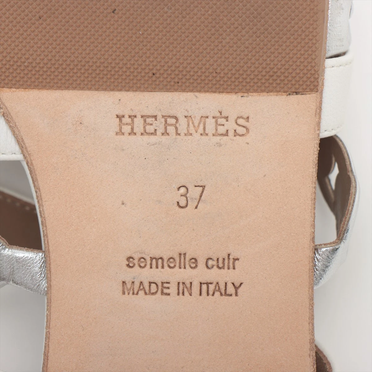 エルメス HERMES サンダル 箱あります。 エルメス ヌード レザー サンダル 37 レディース ホワイト