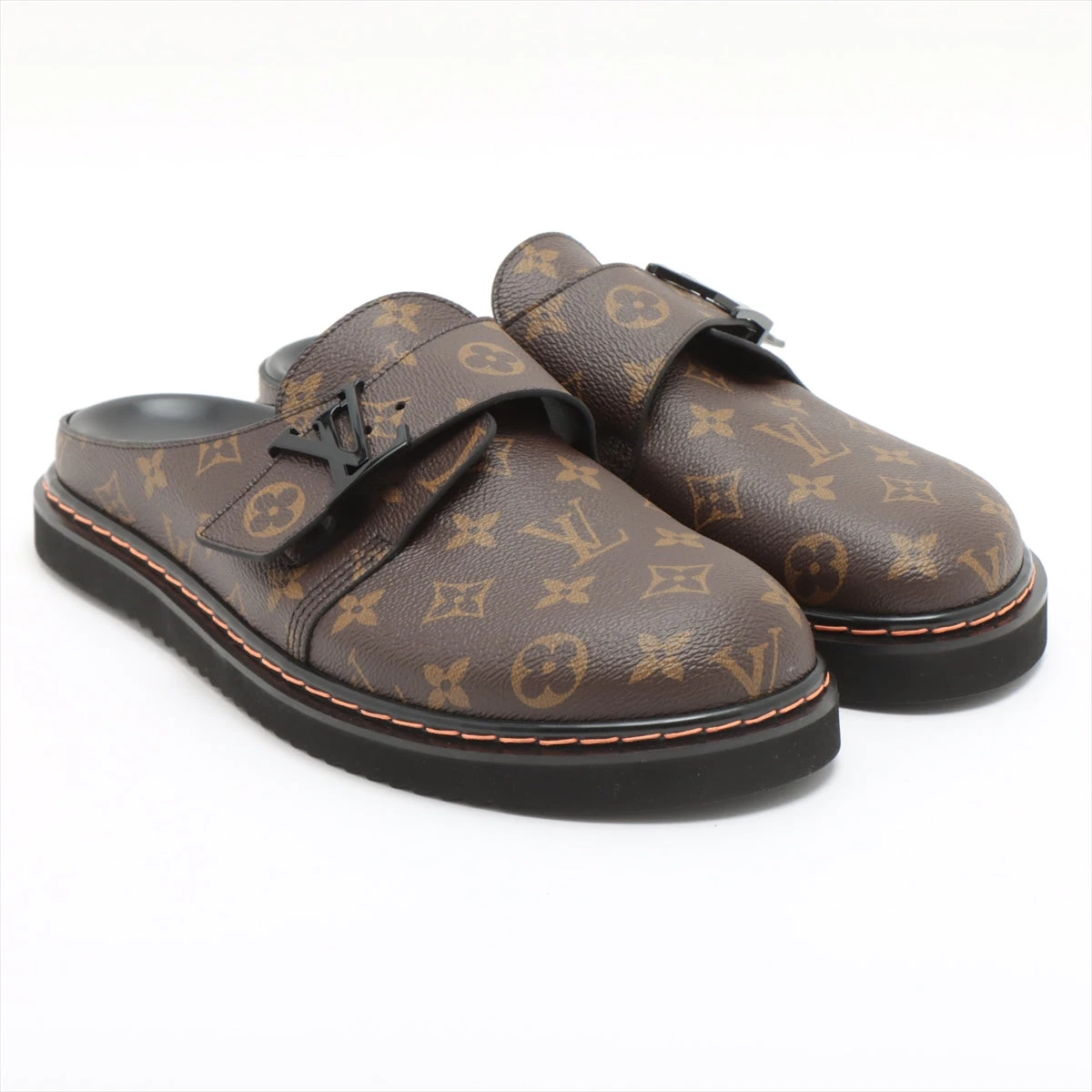 Louis Vuitton ブラウン レザーサンダル ヴィトン 21年 PVC×レザー サンダル 8 メンズ ブラウン イージーライン